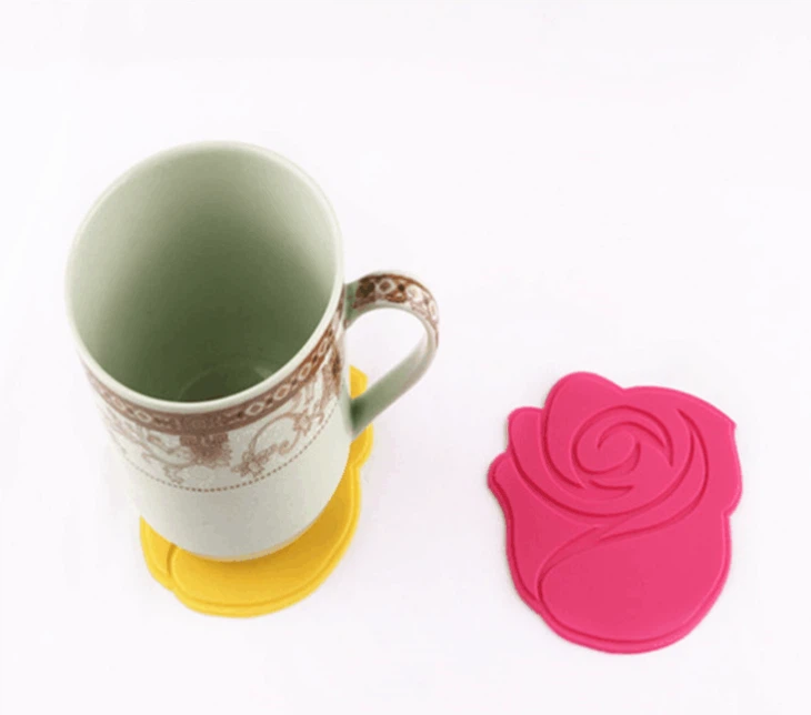 Rose Silicone Drink Coaster /Silicone Cup Mat With Logo